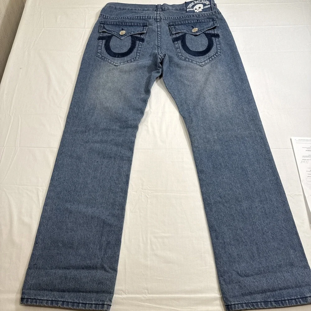 TRUE STRAIGHT RELIGION MEN 36X34 VTG  STYLE 24-870BRBTE Skull PATCH USA JEANS